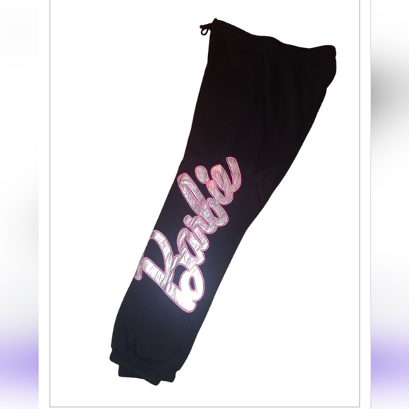 Barbie Joggers Blk With Silver & PINK Embroidery Logo Rare/Htf 😍🔥💎